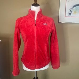 XS hot pink North Face soft fleece jacket.